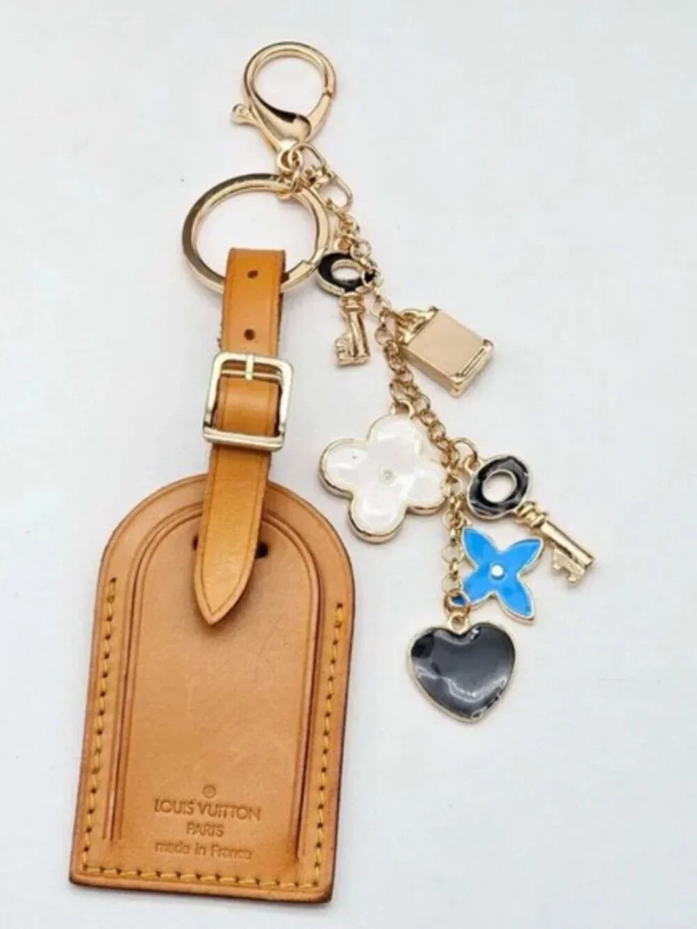 Authentic Louis Vuitton Luggage Tag with Unbranded Keycharm, Keychain